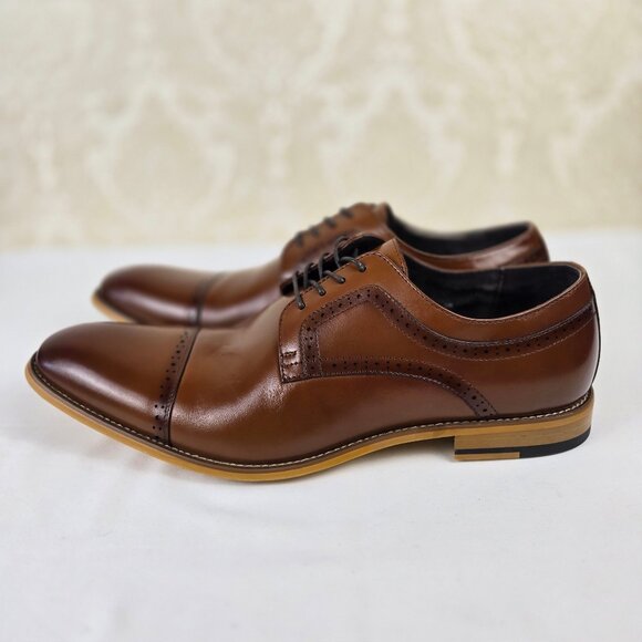 Stacey Adams Size 16M Brown Dickinson Cap Toe Oxfords Leather Office Career NWT - Picture 1 of 16